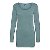 VERO MODA Damen VMMAXI My LS Soft Long U-Neck NOOS T-Shirt, North Atlantic/Detail:Light Melange, XL