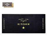 Küchenläufer rutschfest waschbar in Waschmaschine 67x150 cm| waschbarer Teppichläufer Küchenteppich Küchenmatte | Teppich Schwarzblau Fußbodenheizung geeignet | Kitchen Star, 67 x 150