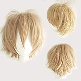 Kurze blonde Perücke Fluffy glattes Haar Unisexabendkleid-Partei-Perücken Kostüm Hallow