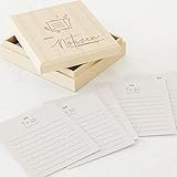sendmoments Memokarten, Notizbox, 60 Karten (88x105 mm) zum Beschriften in personalisierter Holz-Box (113x130 mm) mit individueller Gravur, Notizschachtel, Freunde, Geschenk