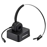 MEDION E83279 Bluetooth Mono Headset (inkl. Ladestation, Flexibles Mikrofon, integrierter Akku, individuell Einstellbarer Bügel, weiche Ohrpolster, Plug & Play)