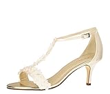 Rainbow Club Brautschuhe Mirabelle - Pumps Riemchen Damen-Sandalen Ivory Satin - Gr 36.5 EU 3.5 U