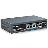 NICGIGA 5 Port Gigabit PoE Switch mit 4 PoE Ports @78W eingebautes Netzteil, Robustes lüfterloses Metallgehäuse für Desktop/Wandmontage/RackMount, Plug and Play, VLAN Modus, Unmanaged(GS0410P)