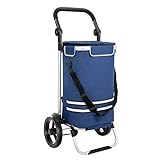 SONGMICS Einkaufstrolley, klappbar, Stabiler Einkaufswagen, mit Kühlfach, große Kapazität 35 L, multifunktional, Handwagen mit Rollen, abnehmbare Tasche, blau KST02BU