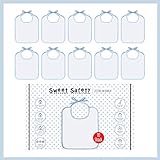 Sweet Safety Baby Lätzchen Set zum Bemalen Baumwolle Blau Weiß für Jungen Geschenk Geburt Spiele Babyparty 10 Stück