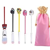 Vssictor Niedliche Make-up-Pinsel aus Metall mit Aufbewahrungstasche, Anime-Werwolves-Kawaii-Make-up-Pinsel-Set für Lidschatten, Rouge, Foundation, hohes Licht und Concealer, 5 Stück