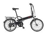 Telefunken E-Bike Klapprad Elektrofahrrad Alu, Grau, 6 Gang Shimano Kettenschaltung - Pedelec Faltrad Leicht, 250 W und 7,8 Ah / 36 V Lithium-Ionen-Akku, LED-Display, 20 Zoll, Kompakt F820