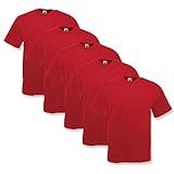 5 Fruit of the loom T-Shirts Valueweight S M L XL XXL XXXL 3XL Diverse Farbsets auswählbar 100% Baumwolle (XL, Rot)