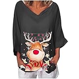Weihnachten Oberteile schwarz Damen Shirt Langarm v-ausschnittdamen Langarm Damen Langarm Damen Bluse elegant weiß bestellungen anzeigen ausgefallene Oberteile Damen Pullover W