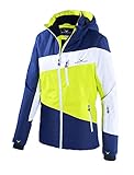 Black Crevice Damen Striped Skijacke (Green/White/Navy, 40)