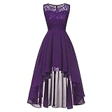 Ballkleid Damen Lang Prinzessin Abendkleider Elegant Für Hochzeit Frauen 1950er Retro ärmellos Schulterfrei Kleid Vorne Kurz Hinten Lang Spitzenkleid A-Linie Party Kleider Mädchen Silvesterk