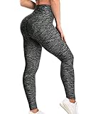 AIMILIA Damen Butt Lift Sexy Gym Leggings Hohe Taille Yoga Hose Booty Scrunch Dicke Bauch Kontrolle Workout Laufen Elastische Sport Strumpfhosen, Texture New Black, XL