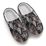 CHNOT Dichte Katze Herren Hausschue Plüsch Pantoffeln Rutschfester Slipper Komfortabel Home Slippers für Indoor & Outdoor im Herbst und Winter White 42