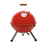 Kugelgrill Rot Ø31,5 x 43 cm mit 3 Standbeine Edelstahl Leichtgewicht mit 2,05 kg und herrausnehmbares Grillrost ca. 29 cm D