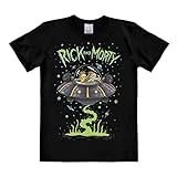 Logoshirt® Rick and Morty - Raumschiff Space Cruiser I T-Shirt Print Damen & Herren I Schwarz I Lizenziertes Originaldesign, Größe M
