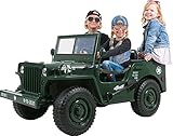 Actionbikes Motors Kinder Elektroauto Jeep Willys - 4 x 45 Watt Motor - Allrad - 3-Sitzer - 2,4 Ghz Fernbedienung - 15-Zoll Eva-Vollgummireifen - LED-Scheinw