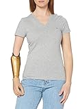 Tommy Hilfiger Damen Heritage V-NK Tee T-Shirt, Grau (Light Grey Htr 039), XXX-Large (Herstellergröße: XXXL)