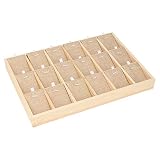 Alinory Aufbewahrung Organizer Tablett Display Schmuck Display Tablett, Schmuck Vitrine Holz für Ringe für eine Arbeitsplatte Schmuck Storage(Pine 18 Grid Pendant Plate)