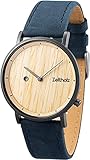 Zeitholz Unisex Holzuhr - Modell Zweibach, Handgefertigt aus 100% natürlichem Eichen mit Quarzwerk - Leichte analoge Holzuhr für Herren und Damen - Verstellbares Band passt für jedes Handgelenk