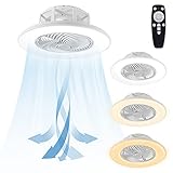 Aufun Deckenventilator Lüfterlicht LED Deckenleuchte Dimmable 3-Stufen Beleuchtung Modern Leise Lüfter Lampe, mit Fernbedienung, Ø560CM, Weiß