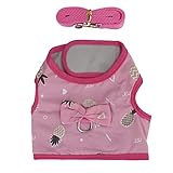 EVTSCAN Kleines Haustiergeschirr Leine Niedlich Atmungsaktive Verstellbare Kaninchen Weste Zugseil für Hamster Katze Meerschweinchen(M)