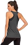 Nekosi Damen Yoga Tanktops Ärmelloses Sportshirt Kleidung Mesh Zurück Fitness Laufen Shirt Sport Oberteile Grau Groß