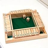 LORDWEY Holz-Brettspiel, 30,5 cm, 4-Wege-Würfel-Brettspiel (2-4 Spieler) für Kinder und Erwachsene, Intelligentes Spiel zum Lernen, Holz Mathematik Traditionelles Pub-Brettspiel (Grün)