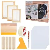 Yeulioncraft 21-teiliges Siebdruck-Starter-Set enthält 3 verschiedene Größen von Holz-Siebdruckrahmen mit Netz, Inkjet-Transparenzfolie, Siebdruck-Rakel, Tintenmesser und Maskenb