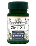 Source of Nature®| 2-in-1 Zink 25mg | 120 Tabletten | 2 höchst bioaktive Zinkarten | 4-Monats-Vorrat | Wissenschaftliche Rezeptur mit Zinkpicolinat und Zinkbisgly