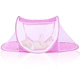 FANDE Baby Moskitonetz, Faltbares Krippen-Moskitonetz, Tragbares Selbsttragendes Moskitonetz mit Reißverschluss, Geeignet für Familien- und Outdoor-Reisen (110 * 60 * 38CM, Pink)