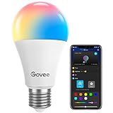 Govee WLAN LED Lampe, dimmbare 9W E27 RGBWW Sync mit Farbwechsel Glühbirne, Kompatibel mit Alexa und Google Assistant, A19 dekorative Glühbirnen für Haus Dekoration, Bar, Party, KTV, Bü