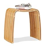 Relaxdays Garderoben Hocker aus Bambus, eleganter Holzhocker in skandinavischem Design, Sitzhocker für Garderobe,