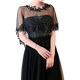 CHIC DIARY Elegant Brautkleid Umhang Spitze Tüll Cape Retro Lace Stola Boleros für Abendkleid Cocktaik