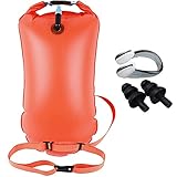 Schwimmboje Schleppschwimmer Dry Bag mit Ohrstöpseln und Nasenclip, aufblasbare, wasserdichte Blasenschwimmer für Wassersport, Open Water Swimmer, Triathleten, Schnorchler, Schwimmtraining Racing