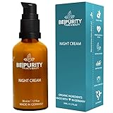 Bepurity Nachtcreme mit Hyaluron Serum hochdosiert Bio Aloe Vera Bio Rizinusöl - Naturkosmetik vegane Anti Aging Creme – Gesichtscreme Feuchtigkeitscreme 50 ml für Damen Männer - Made in Germany