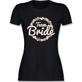 JGA Junggesellenabschied Frauen - Team Bride Blumenkranz rosé - XL - Schwarz - Team Bride Weiss - L191 - Tailliertes Tshirt für Damen und Frauen T-S