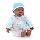 Funktionspuppe, Babypuppe Interactive Boy, Junge, 12 Babylaute, 40cm, dunkelhäutig, mit Ringellocken, weicher Körp