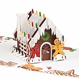 Lebkuchenhaus - Handgemachte 3D Pop Up Weihnachten Karte mit Umschlag, Recyclingpapier, Lasergravur, Weihnachtskarten für Kinder, Frau, Mutter oder Oma,Einzigartiges Design für W