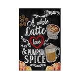 Retro Latte und Kürbis Gewürz Speisenü Leinwand Poster Wandkunst Dekor Druck Bild Gemälde für Wohnzimmer Schlafzimmer Dekoration ungerahmt: 50 x 75