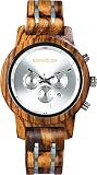 Edenhölzer Holzuhr Damen Armbanduhr Chronograph Holzarmbanduhr Bonaire Datumsanzeig