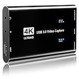 Video-Capture Karte, HDMI zu USB 3.0 Game Capture Card, 4K 1080p 60fps Nero-Lag Passthrough Live Streaming & Audio Recording, für Gaming, Live, Online-Meeting, Camcorder und U