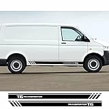 TGRFDE Autotür Seitenrock Aufkleber Rennstreifen Karosserie Beide Seiten Dekor Vinyl Aufkleber Zubehör Für Volkswagen Transporter T5 T6 Modell B Dunkelg