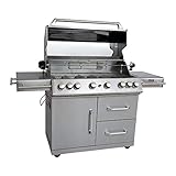 Mayer Barbecue ZUNDA Gasgrill MGG-362 Master mit Backburner Grillwagen, 6 Hauptbrenner, 1 Seitenbrenner, aus 100 % Edelstahl, Grillfläche 95 x 45 cm, inkl. Schutzhü