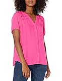 Amazon Essentials Short-Sleeve Woven Blouse Bluse, Kräftiges Rosa, L