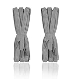 Lacenio 2 Paar SCHNÜRSENKEL flach 7 mm aus Polyester Laces für Sportschuhe und Sneaker Wanderschuhe Bergschuhe Ersatz Schuhbänder hellgrau 127 120