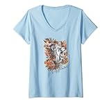 Damen Harry Potter Gryffindor Floral Lion Mascot T-Shirt mit V