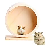 DINGZHAO Hamsterrad - Holzübungsrad für Haustiere, geräuschlos, lustiges Laufrad, Ruhhaus, Nest, rutschfeste Laufscheibe für Rennmäuse, Chinchillas, Igel, Mäuse und andere kleine Tiere (S)