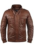 !Solid Camash Herren Lederjacke Echtleder Mit Stehkragen Aus 100% Schafsleder, Größe:L, Farbe:Golden Bro (5063)