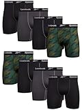 Reebok Herren Unterwäsche - Performance Boxer Slips (8er Pack), Größe L, schwarz/weiß/bedruck