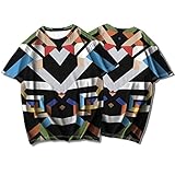 SSBZYES T-Shirts für Herren mit kurzen Ärmeln Modische T-Shirts mit geometrischem Aufdruck Herren-T-Shirts in Übergröße Übergrößen-Oberteile T-Shirts mit Rundhalsausschnitt Locker und b